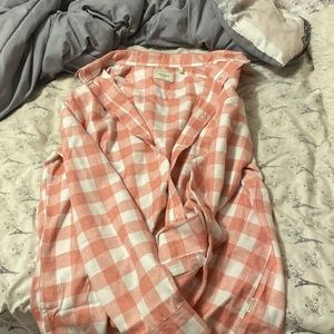pink and white flannel